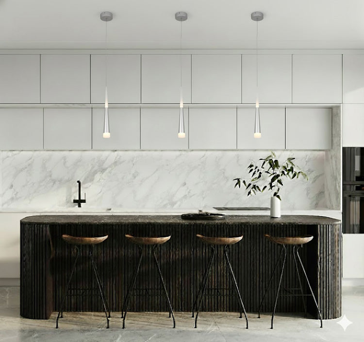 Sand Silver LED Single Pendant Light by Bethel - view 5