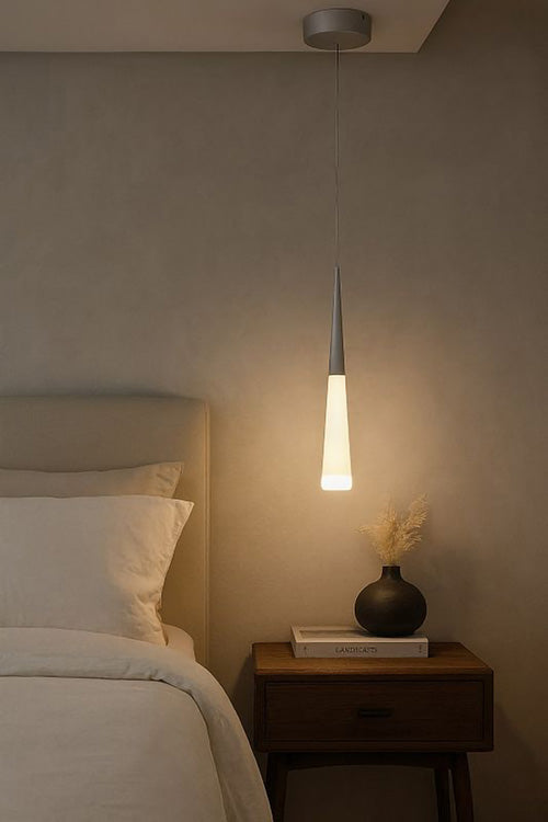 Sand Silver LED Single Pendant Light by Bethel - view 7
