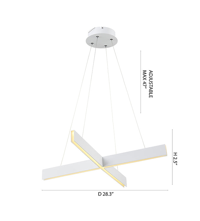 Metal and Acrylic "x" Shaped LED Light Fixture
