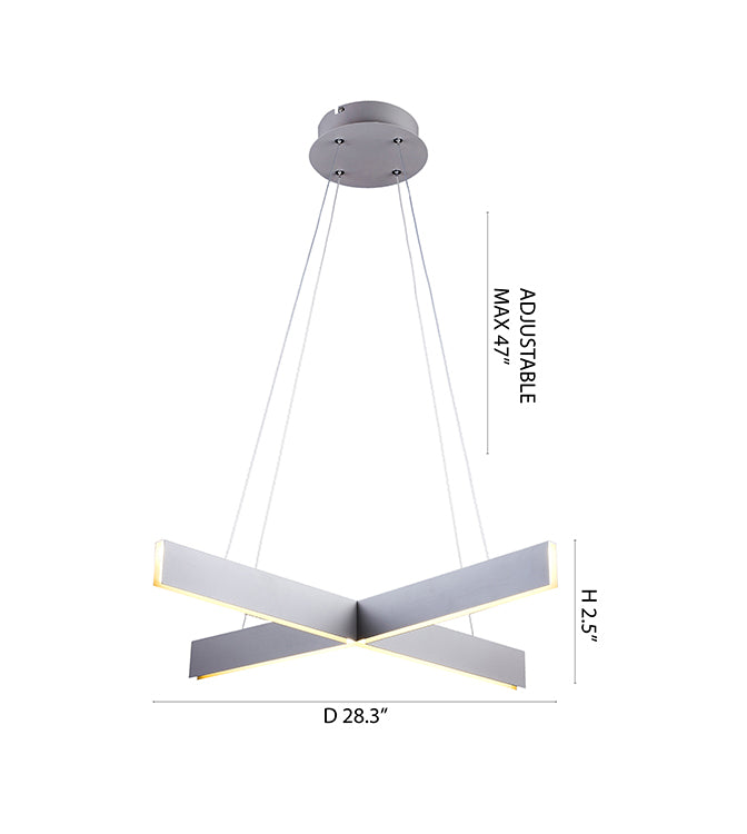 Metal and Acrylic "x" Shaped LED Light Fixture