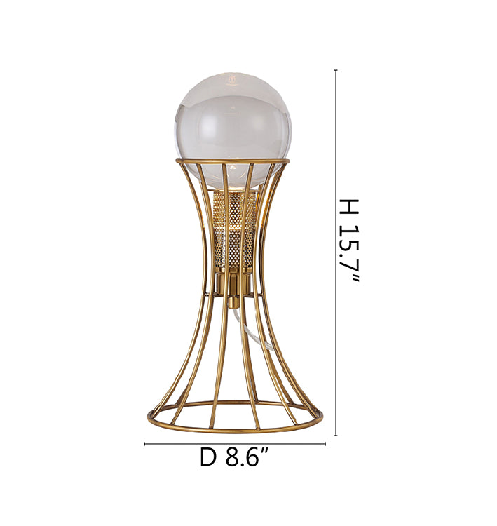 Metal Frame Table Lamp with Clear Crystal Ball by Bethel - view 14