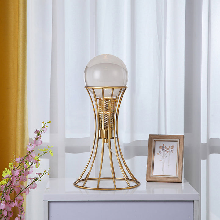 Metal Frame Table Lamp with Clear Crystal Ball by Bethel - view 15
