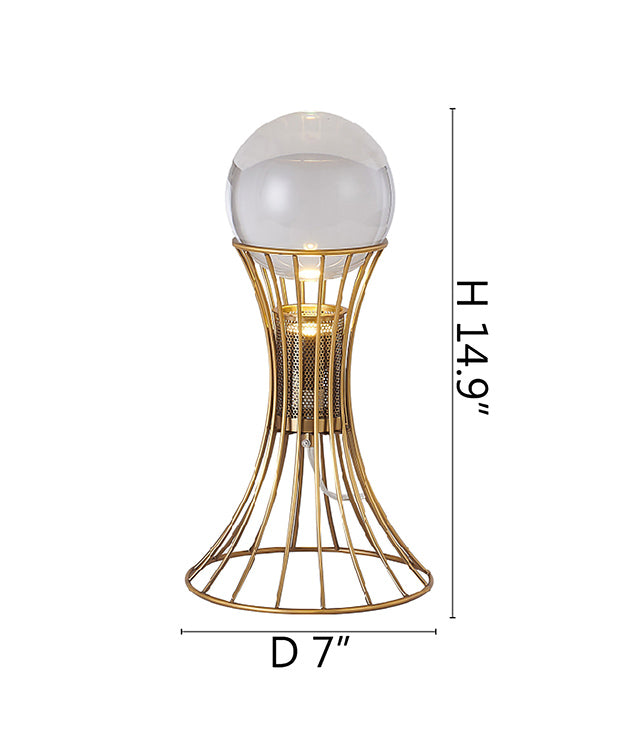 Metal Frame Table Lamp with Clear Crystal Ball by Bethel - view 8