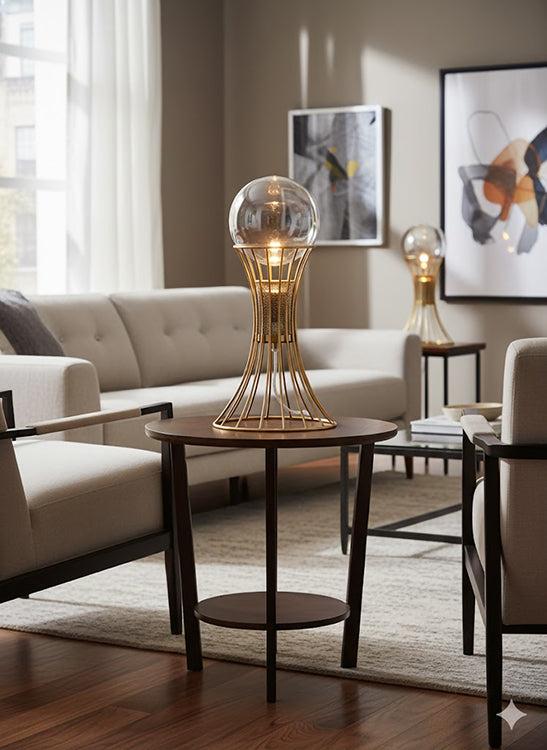 Metal Frame Table Lamp with Clear Crystal Ball by Bethel - view 9
