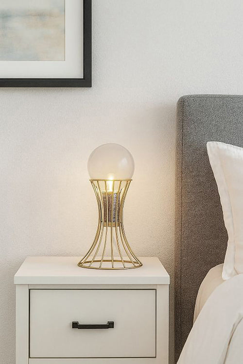 Metal Frame Table Lamp with Clear Crystal Ball by Bethel - view 10