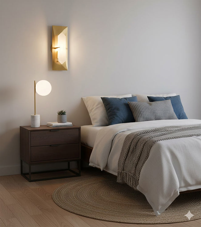 Gold Metal Frame Wall Sconce with White Alabaster Stone Center by Bethel - view 9