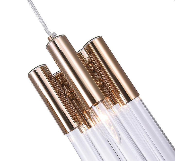 Frame Three Light Pendant Fixture with Clear Glass Tubing by Bethel - view 8