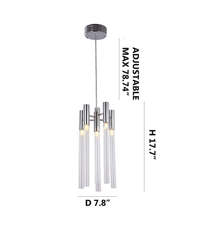 Frame Single Pendant Light with Clear Glass Tubes by Bethel - view 4
