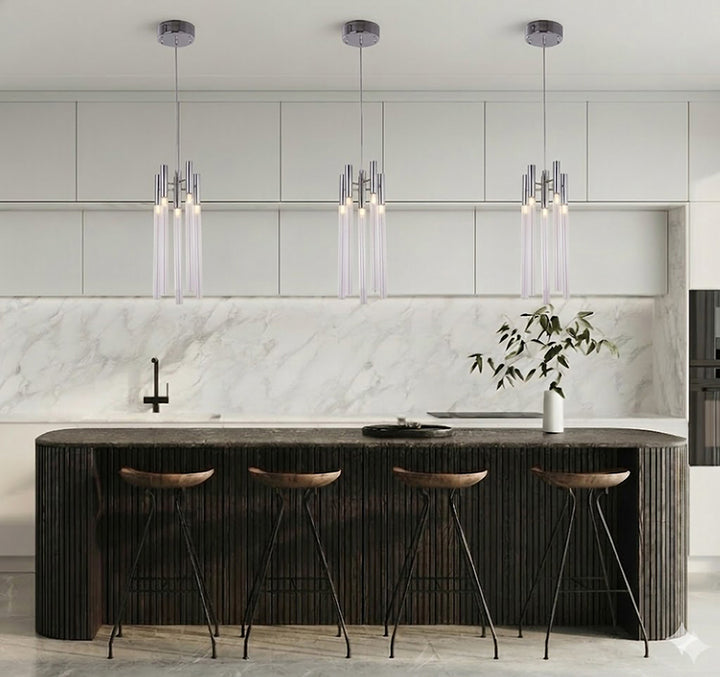 Frame Single Pendant Light with Clear Glass Tubes by Bethel - view 5