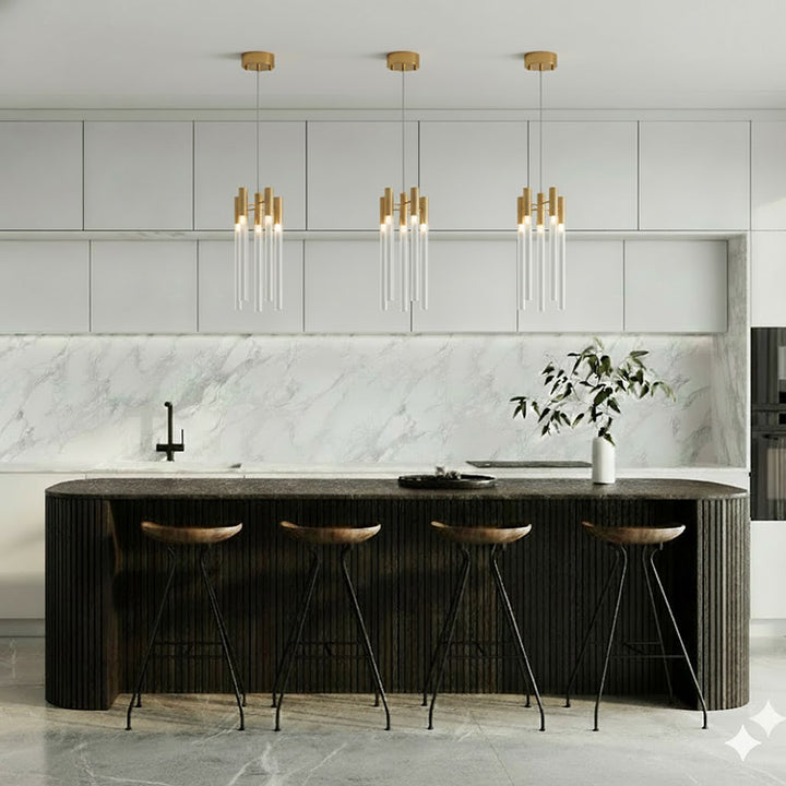 Frame Single Pendant Light with Clear Glass Tubes by Bethel - view 12