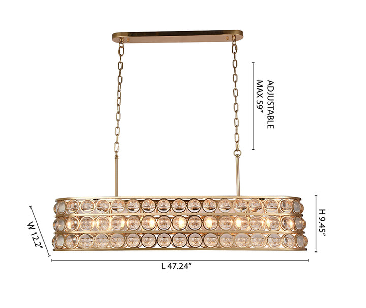 Gold Oval Frame Chandelier with Clear Magnifying Glass by Bethel - view 3