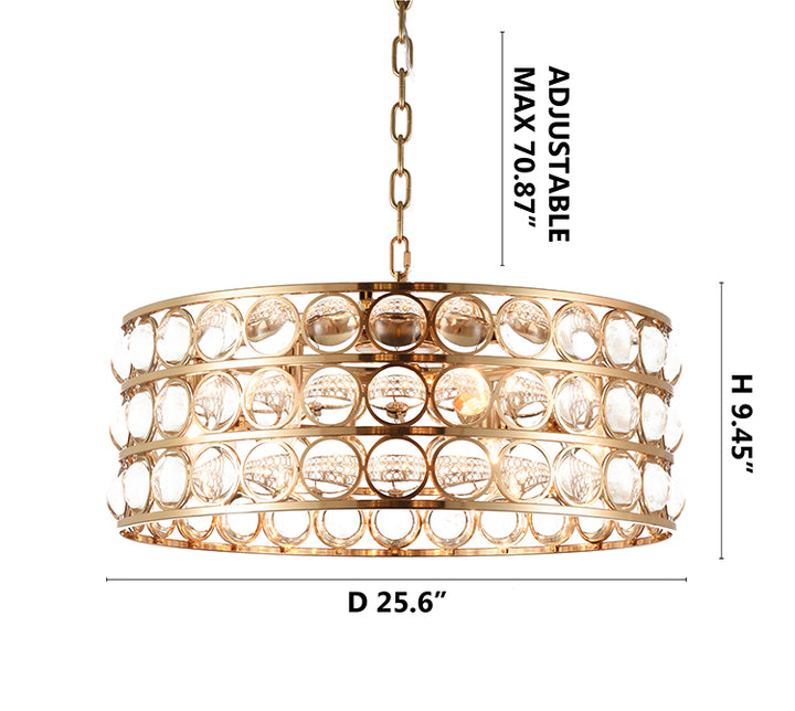 Drum Frame Chandelier with Clear Glass Balls by Bethel - view 7