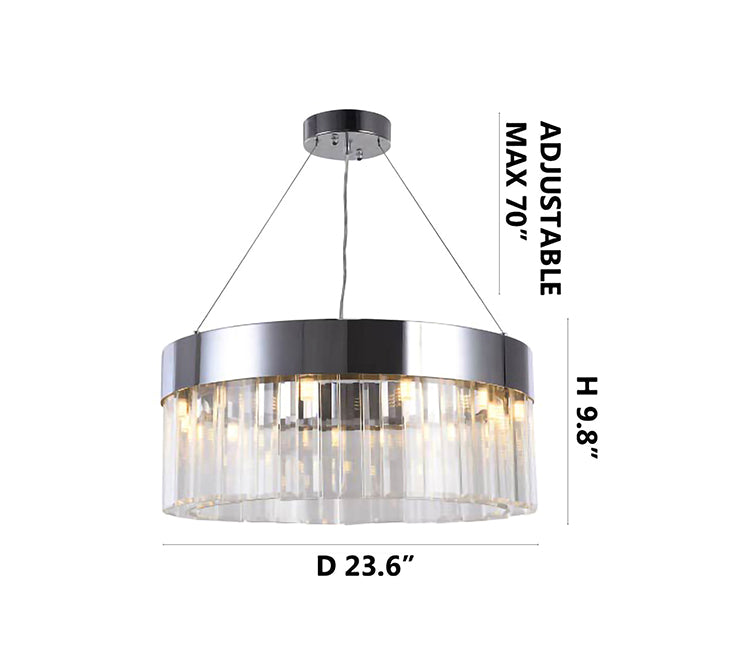 Frame Round Chandelier with Clear Crystal Hanging Drops by Bethel - view 5