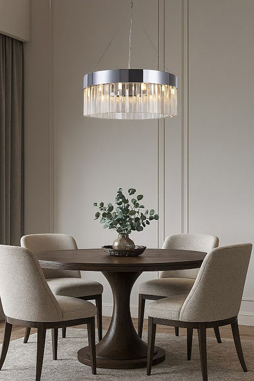 Frame Round Chandelier with Clear Crystal Hanging Drops by Bethel - view 7
