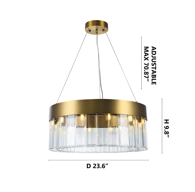 Frame Round Chandelier with Clear Crystal Hanging Drops by Bethel - view 11