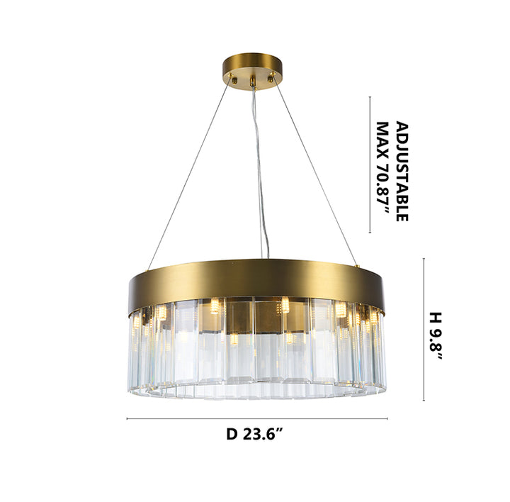 Frame Round Chandelier with Clear Crystal Hanging Drops by Bethel - view 11