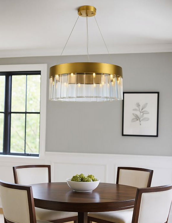Frame Round Chandelier with Clear Crystal Hanging Drops by Bethel - view 13
