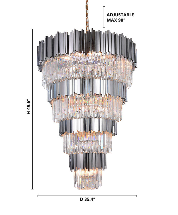 Five Tier Frame Chandelier with Clear Hanging Crystals (MU66) by Bethel - view 5