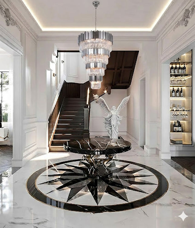 Five Tier Frame Chandelier with Clear Hanging Crystals (MU66) by Bethel - view 6