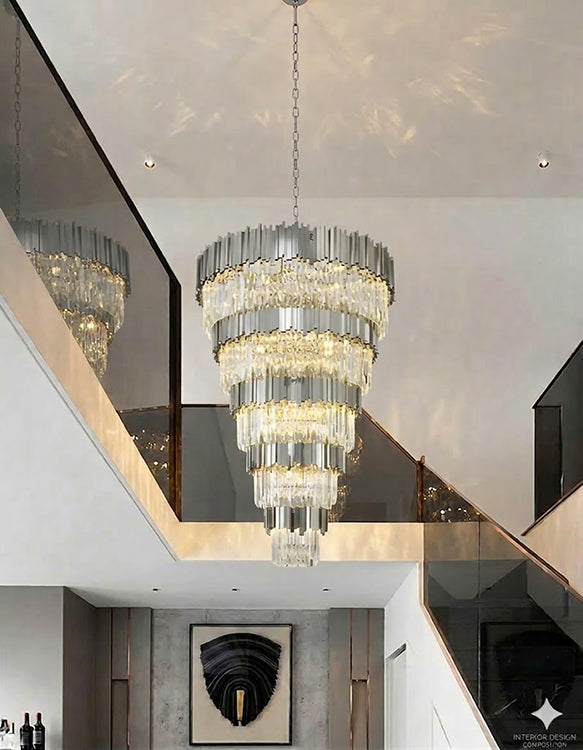 Five Tier Frame Chandelier with Clear Hanging Crystals (MU66) by Bethel - view 25