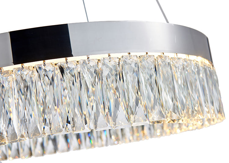 Round Frame LED Chandelier with Clear Hanging Crystals by Bethel - view 40