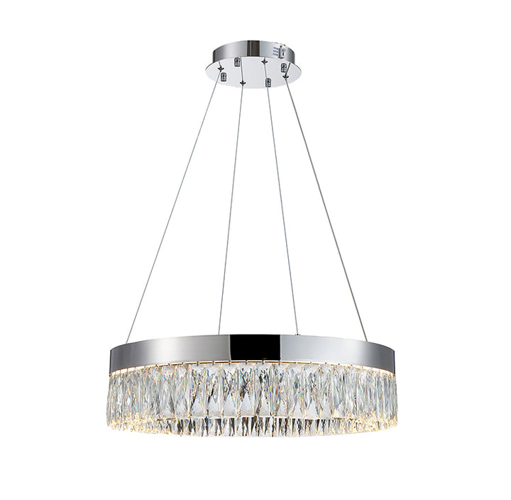 Round Frame LED Chandelier with Clear Hanging Crystals by Bethel - view 41