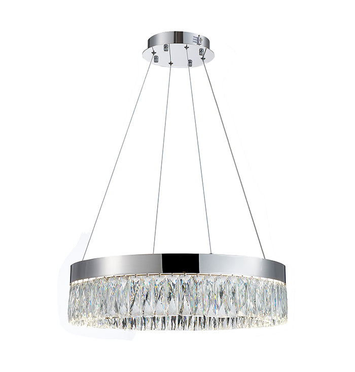 Round Frame LED Chandelier with Clear Hanging Crystals by Bethel - view 42