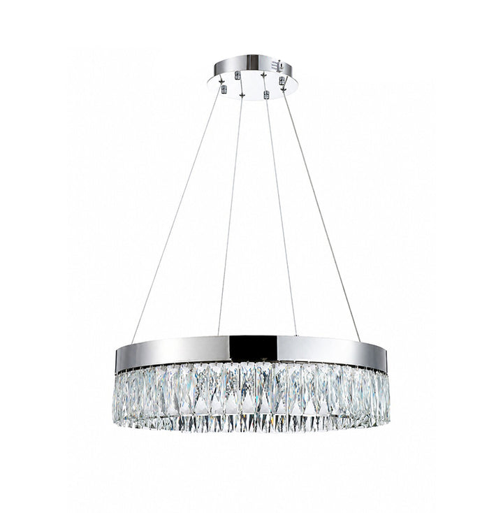 Round Frame LED Chandelier with Clear Hanging Crystals by Bethel - view 43