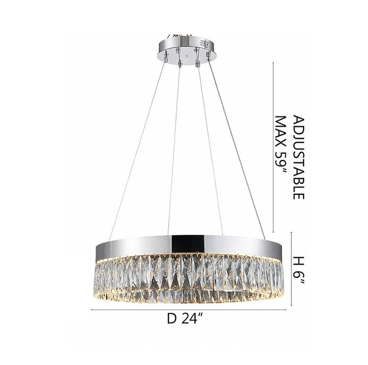 Round Frame LED Chandelier with Clear Hanging Crystals by Bethel - view 44
