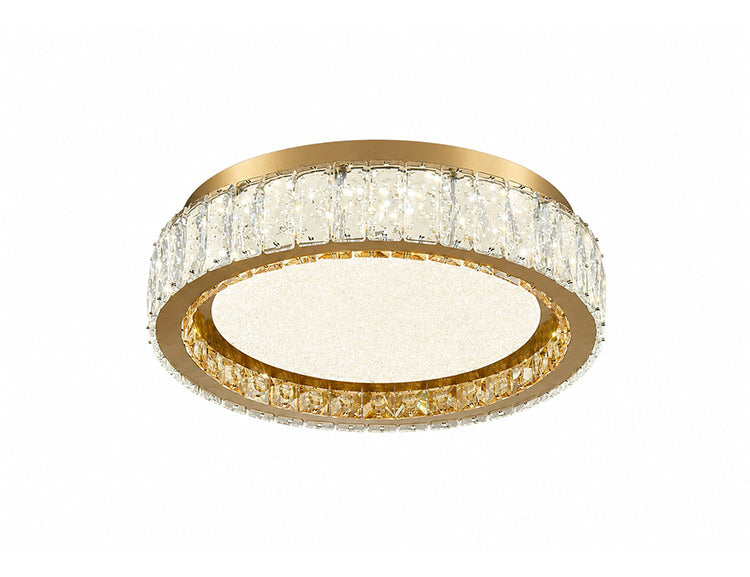 Stainless Steel Flush Mount with Clear and Crystals in Satin Brass by Bethel