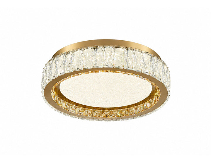 Stainless Steel Flush Mount with Clear and Crystals in Satin Brass by Bethel