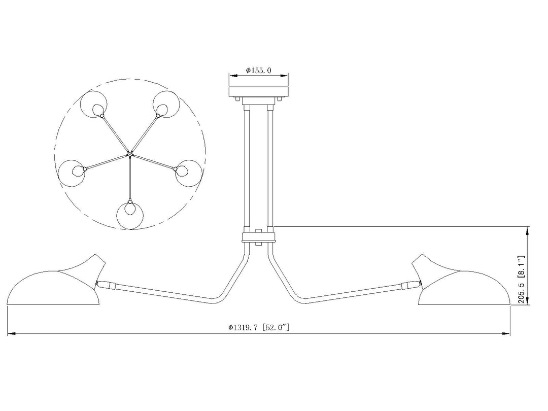 Bellamy - 5 Light Semi-Flush Mount