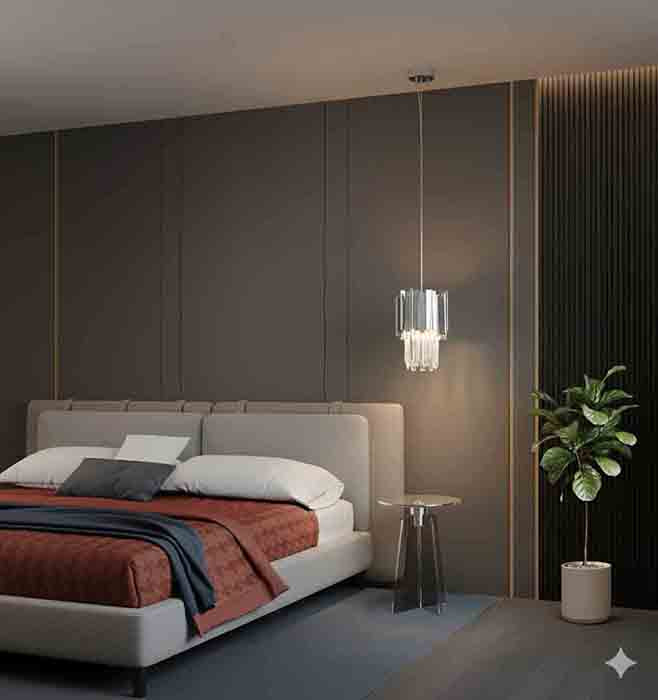 Stainless Steel Frame Single Pendant Light with Clear Hanging Crystals by Bethel - view 5