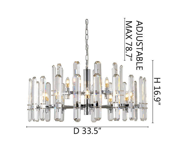 Two Tier Metal Frame Chandelier with Clear Crystal Plaques by Bethel - view 24