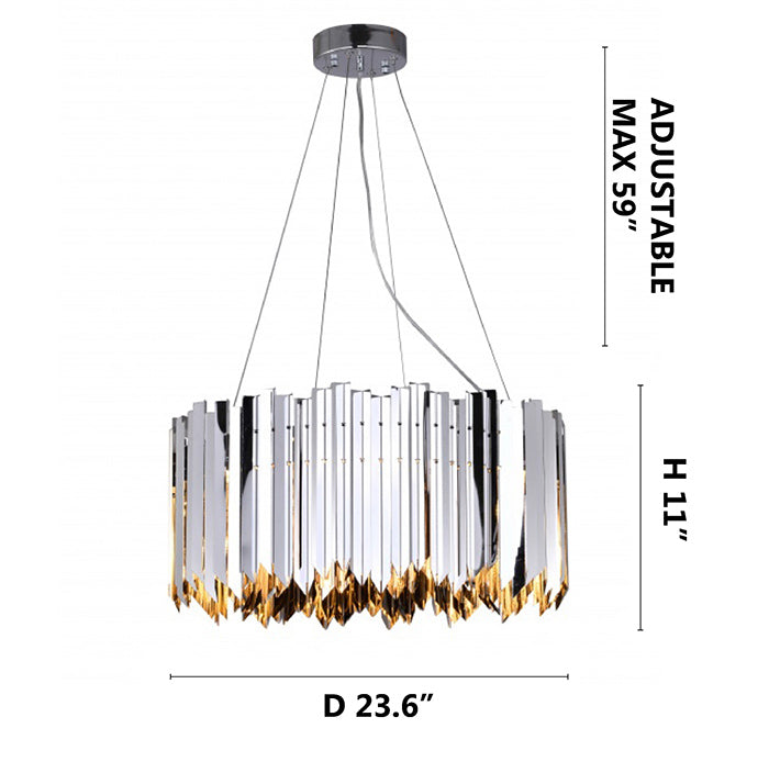 Stainless Steel Spiked Drum Chandelier by Bethel - view 5