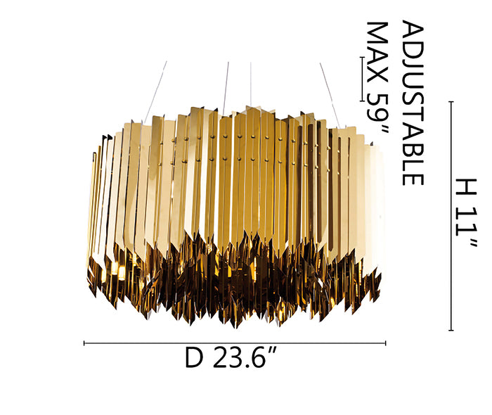 Stainless Steel Spiked Drum Chandelier by Bethel - view 9