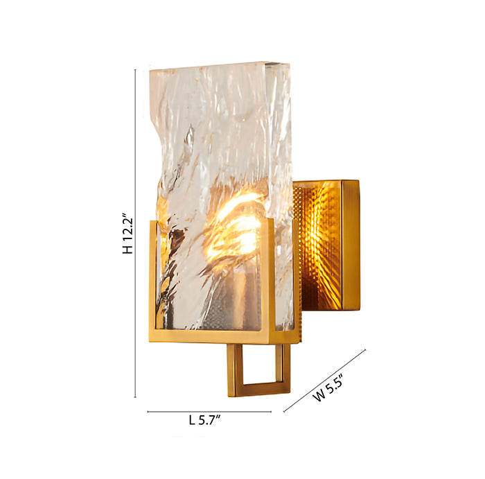 Gold Stainless Steel Frame Wall Sconce with Clear Crystal Plaque by Bethel - view 8