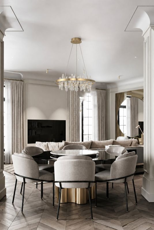 Round Stainless Steel Frame LED Chandelier with Clear Crystal Plaques by Bethel - view 7