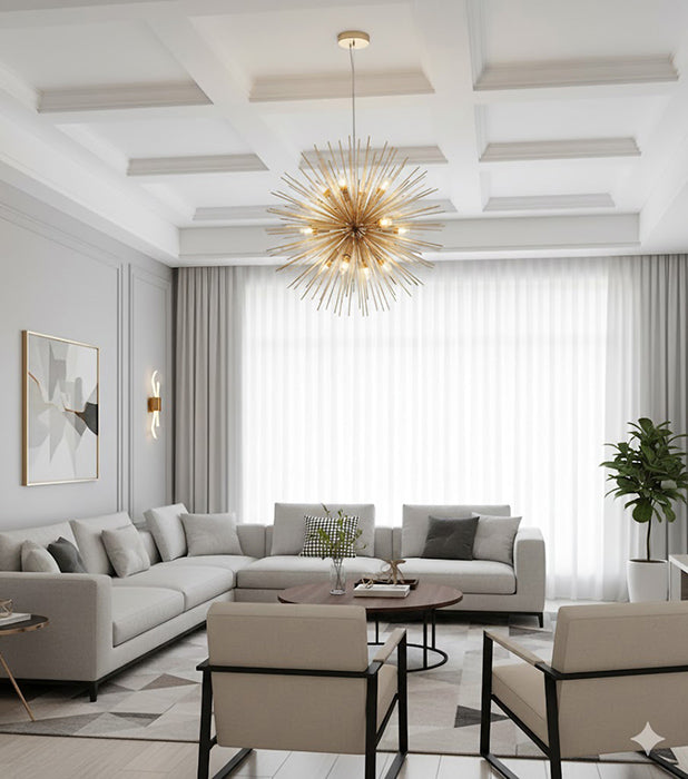 Aluminum Brass Sputnik Chandelier by Bethel - view 7