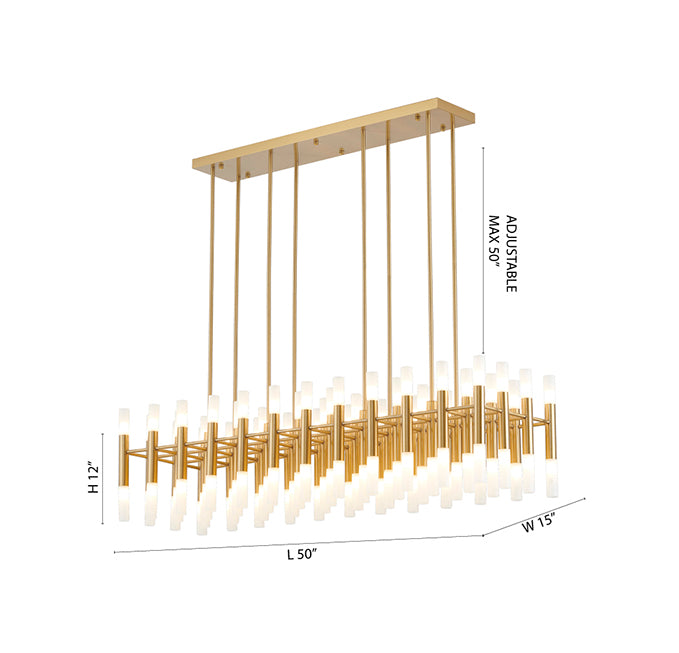 Gold Frame Chandelier with Frosted Glass Tubes by Bethel - view 2
