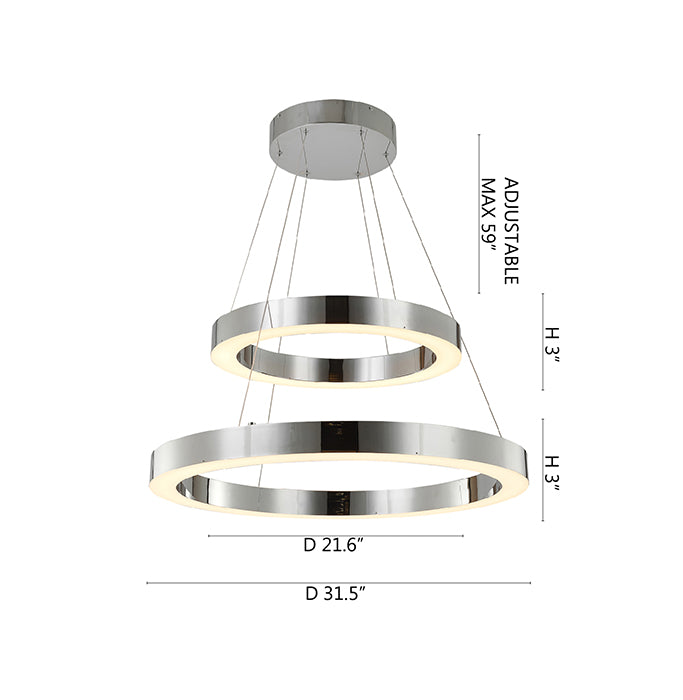 Stainless Steel Frame LED Light Fixture with Double Halo Ring by Bethel - view 7