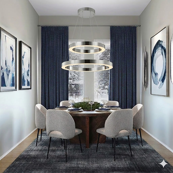 Stainless Steel Frame LED Light Fixture with Double Halo Ring by Bethel - view 8