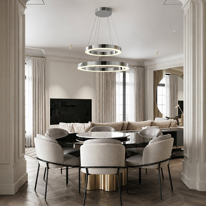 Stainless Steel Frame LED Light Fixture with Double Halo Ring by Bethel - view 9