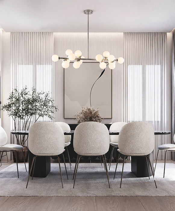 Metal Frame Chandelier with Milk Glass Shades by Bethel - view 11