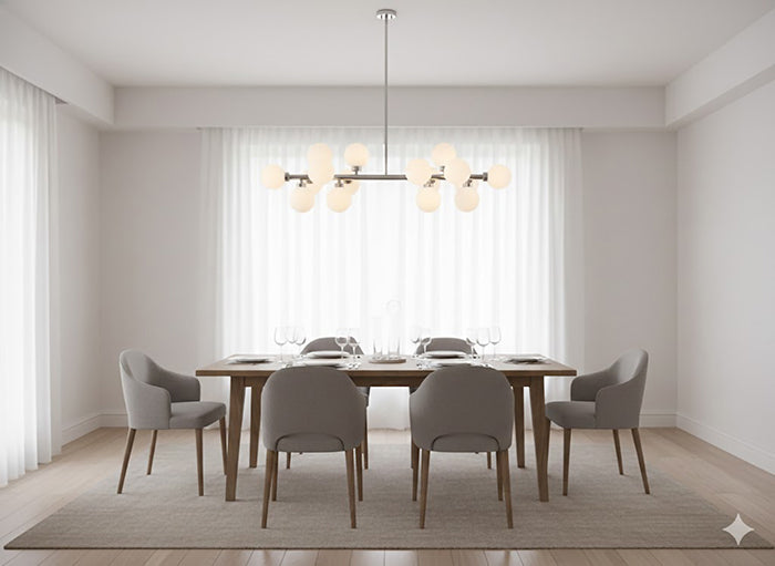 Metal Frame Chandelier with Milk Glass Shades by Bethel - view 12