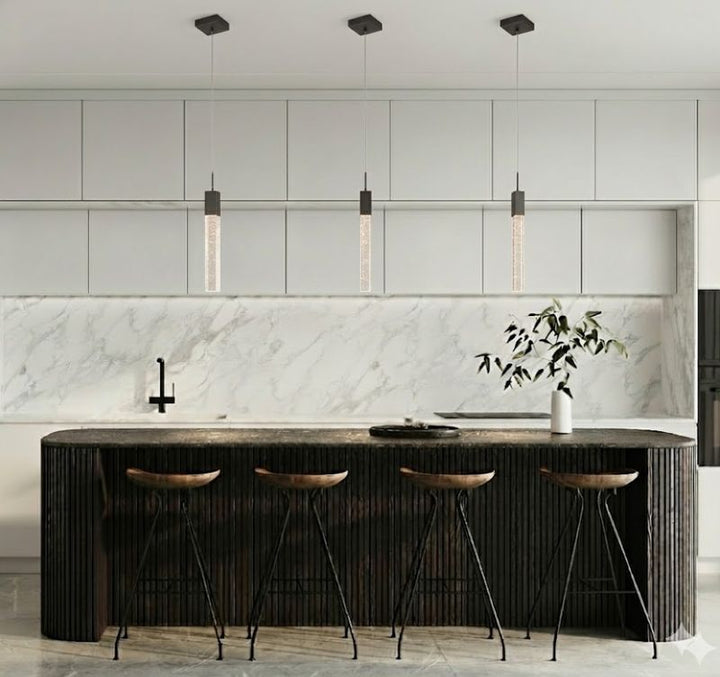 Frame Single Pendant Light with Hanging Clear Bubble Block Crystal by Bethel - view 25