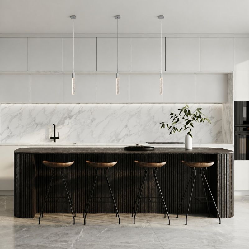 Frame Single Pendant Light with Hanging Clear Bubble Block Crystal by Bethel - view 9