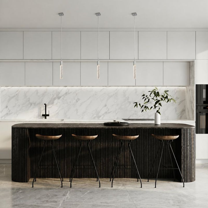 Frame Single Pendant Light with Hanging Clear Bubble Block Crystal by Bethel - view 9