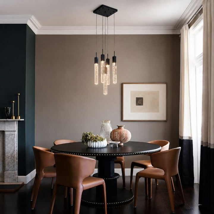 Flushed Frame Chandelier with Hanging Clear Bubble Block Crystals by Bethel - view 21