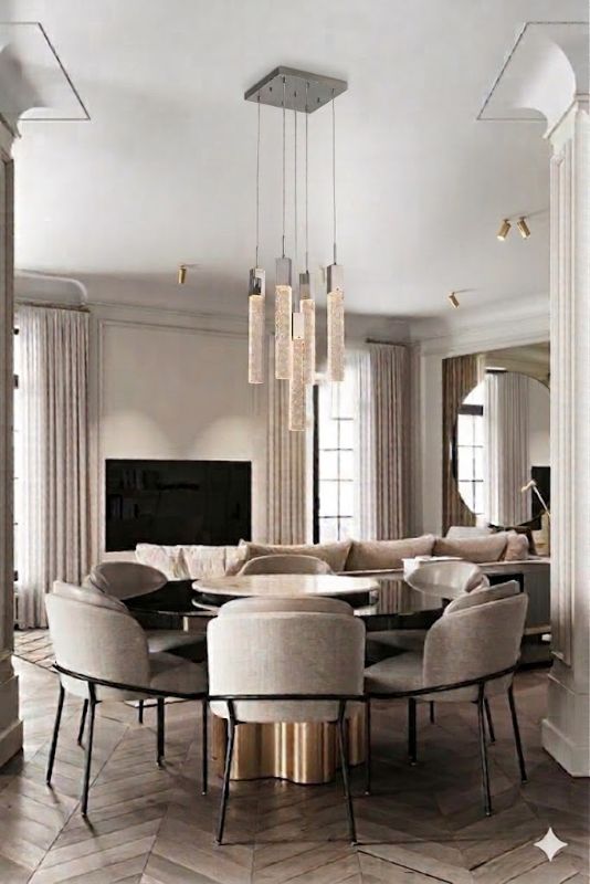 Flushed Frame Chandelier with Hanging Clear Bubble Block Crystals by Bethel - view 7